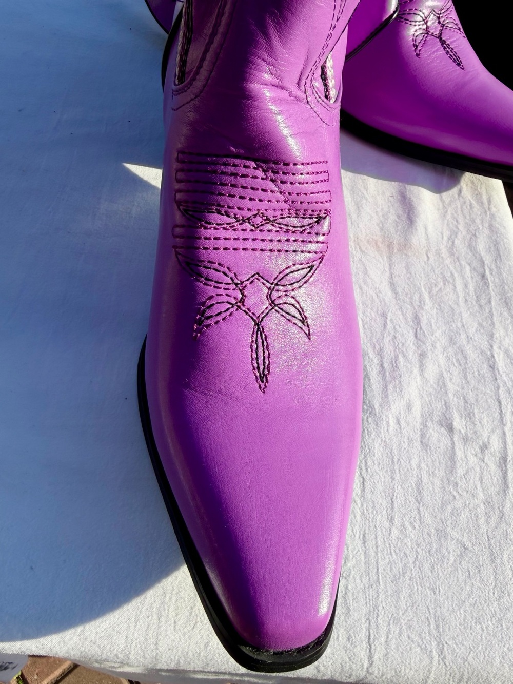 Purple Western Cowboy Boots Embroidered Pointed Toe EU 43 - Picture 5 of 12